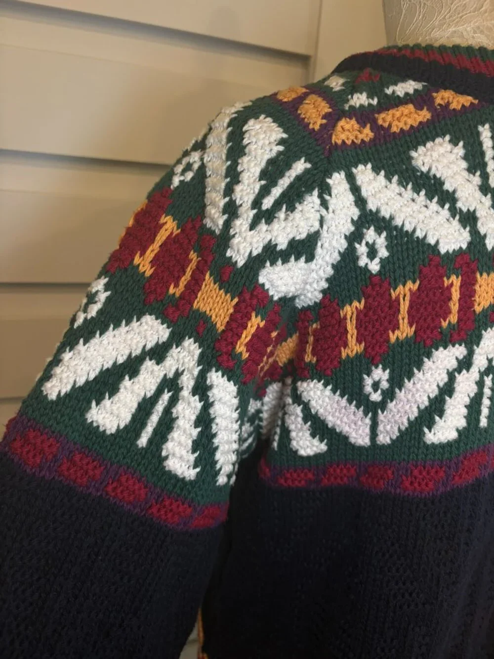 Vintage Ralph Lauren Chaps 90s Fair Isle Cotton Academia Apres Ski Sweater L